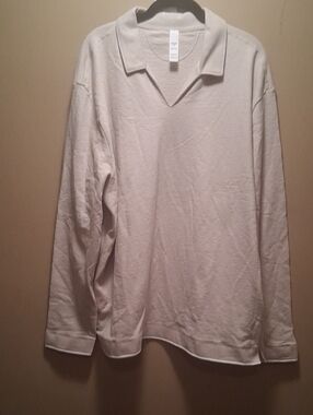Rhone Classic Cream Long Sleeve Polo Top XL